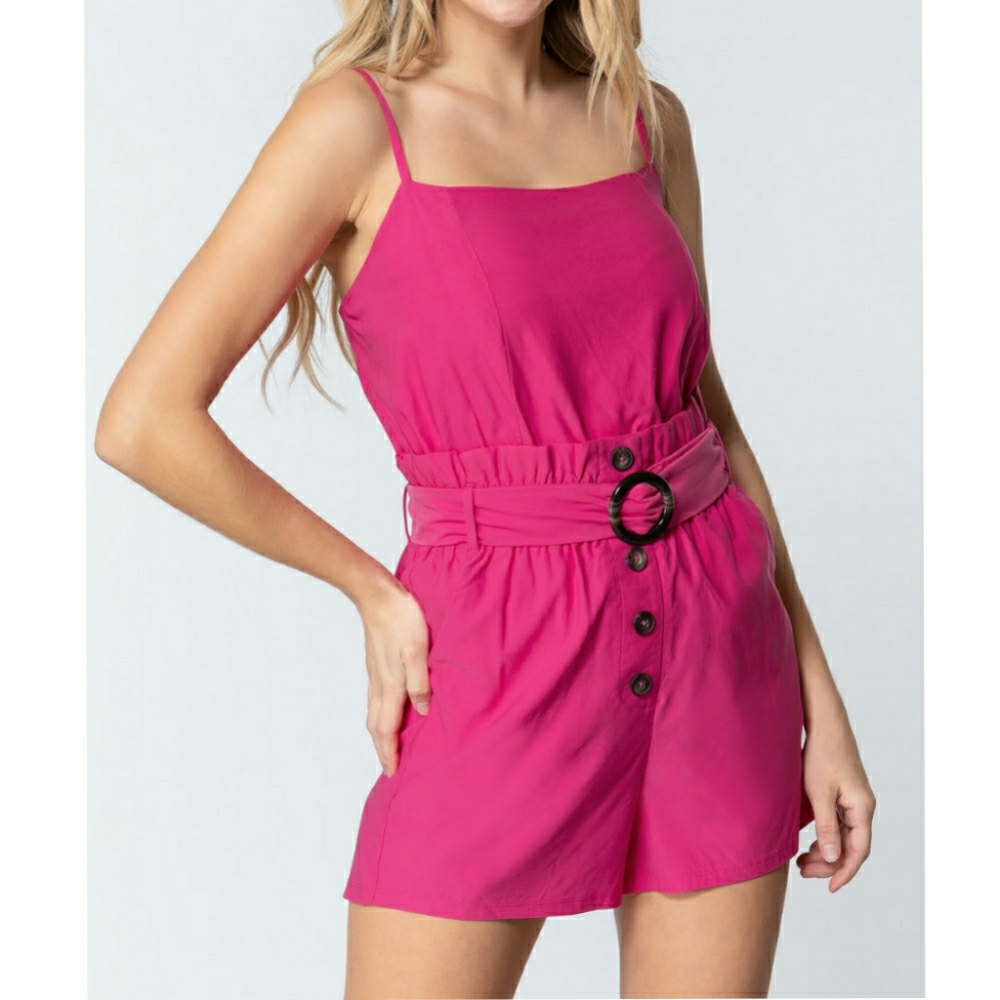 Utility Chic Hot Pink Romper - Picture 4 of 7